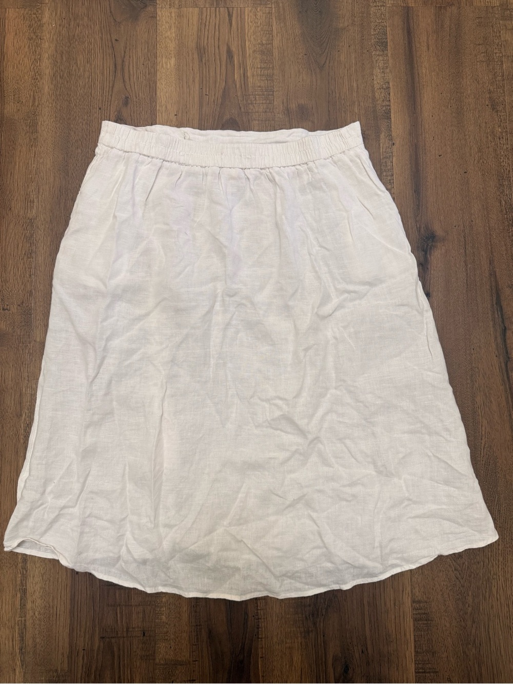 Cynthia Rowley 100% Linen Midi Skirt White Wood Buttons XL - Picture 3 of 4
